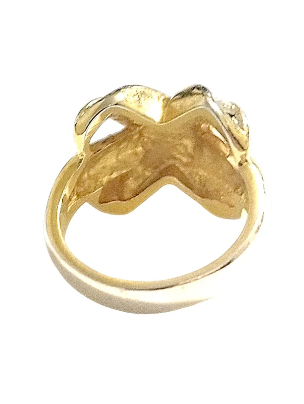 Silver & Gold Plated Fashion Ring w/CZ Stones Size 5